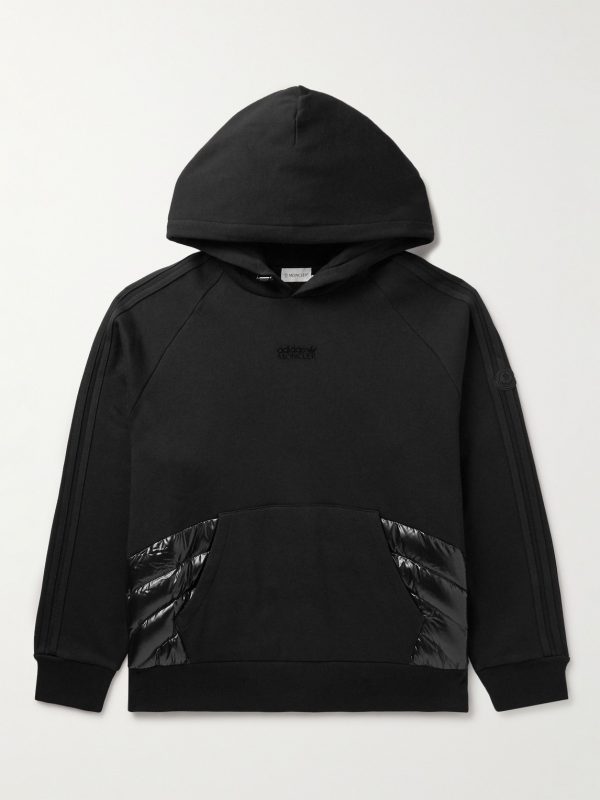 + adidas Originals Shell-Trimmed Logo-Appliquéd Cotton-Jersey Hoodie