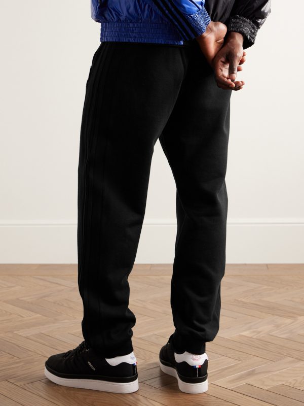 + adidas Originals Tapered Shell-Trimmed Cotton-Jersey Sweatpants - BK + adidas Originals Tapered Shell-Trimmed Cotton-Jersey Sweatpants - BK