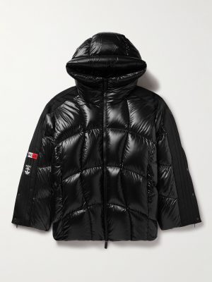 + adidas Originals Beiser Tech Jersey-Trimmed Quilted Glossed-Shell Hooded Down Jacket + adidas Originals Beiser Tech Jersey-Trimmed Quilted Glossed-Shell Hooded Down Jacket
