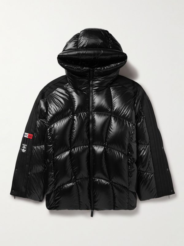 + adidas Originals Beiser Tech Jersey-Trimmed Quilted Glossed-Shell Hooded Down Jacket