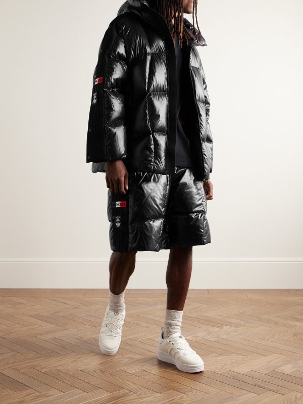 + adidas Originals Beiser Tech Jersey-Trimmed Quilted Glossed-Shell Hooded Down Jacket - OU