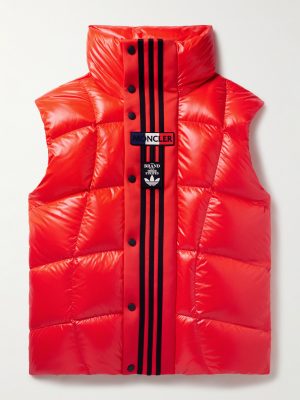 + adidas Originals Bozon Tech Jersey-Trimmed Quilted Glossed-Shell Down Gilet + adidas Originals Bozon Tech Jersey-Trimmed Quilted Glossed-Shell Down Gilet