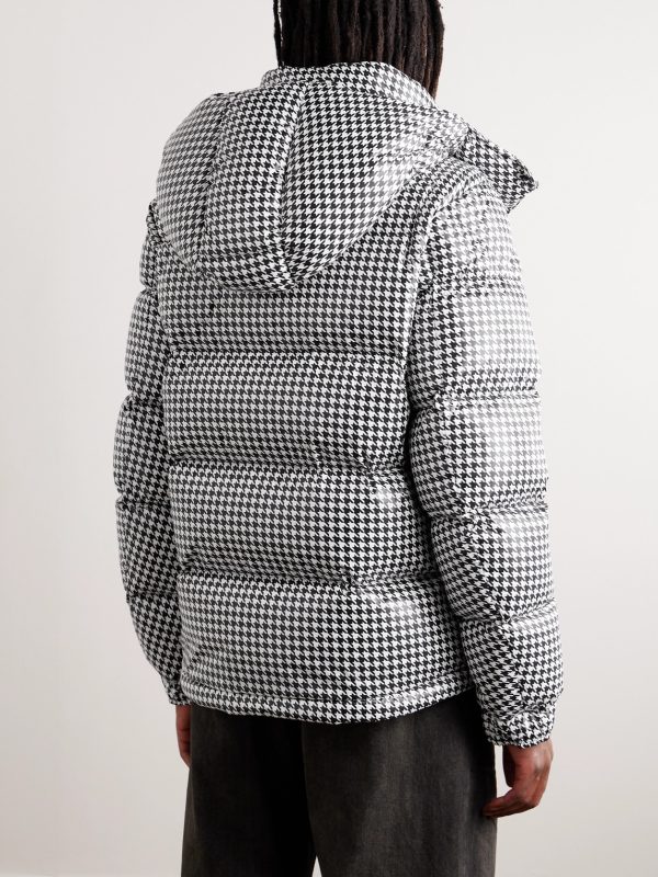 7 Moncler FRGMT Hiroshi Fujiwara Socotrine Houndstooth-Print Shell Hooded Down Jacket - BK