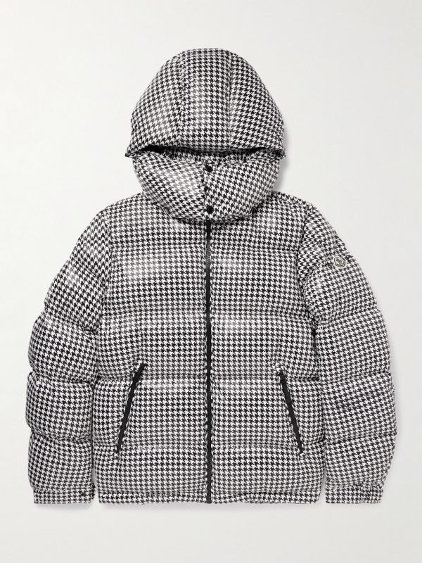 7 Moncler FRGMT Hiroshi Fujiwara Socotrine Houndstooth-Print Shell Hooded Down Jacket