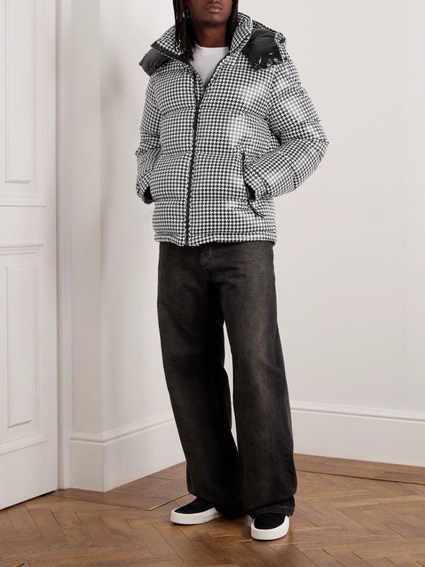 7 Moncler FRGMT Hiroshi Fujiwara Socotrine Houndstooth-Print Shell Hooded Down Jacket - OU