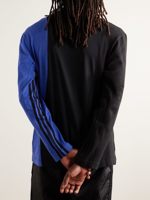 + adidas Originals Logo-Appliquéd Panelled Cotton-Piqué and Jersey T-Shirt - BK