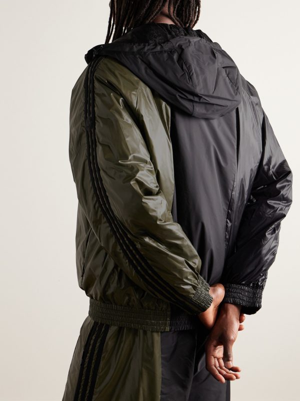 + adidas Originals Balzers Logo-Appliquéd Striped Panelled Shell Hooded Down Jacket - BK + adidas Originals Balzers Logo-Appliquéd Striped Panelled Shell Hooded Down Jacket - BK