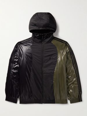 + adidas Originals Balzers Logo-Appliquéd Striped Panelled Shell Hooded Down Jacket + adidas Originals Balzers Logo-Appliquéd Striped Panelled Shell Hooded Down Jacket
