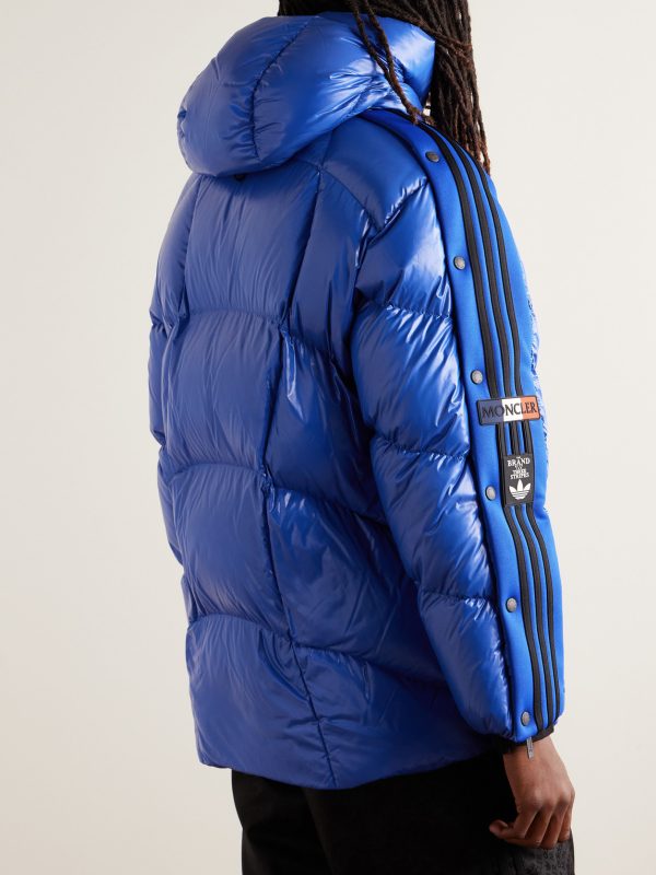 + adidas Originals Beiser Tech Jersey-Trimmed Quilted Glossed-Shell Hooded Down Jacket - BK