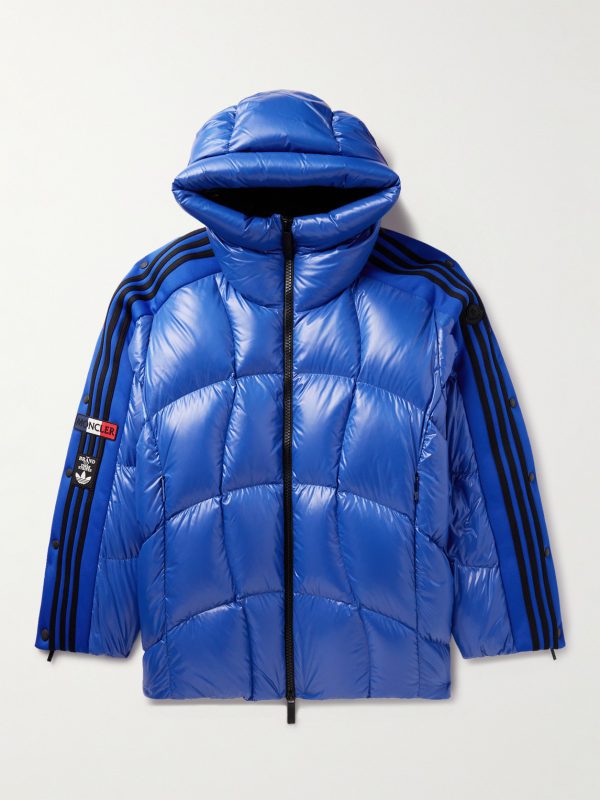+ adidas Originals Beiser Tech Jersey-Trimmed Quilted Glossed-Shell Hooded Down Jacket