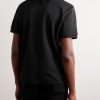 7 Moncler FRGMT Hiroshi Fujiwara Logo-Appliquéd Satin-Trimmed Cotton-Jersey Polo Shirt - BK