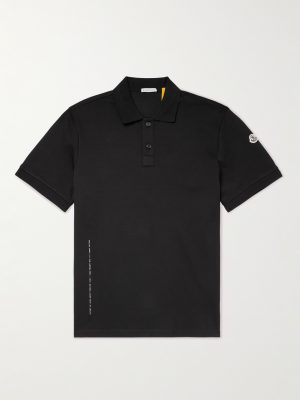 7 Moncler FRGMT Hiroshi Fujiwara Logo-Appliquéd Satin-Trimmed Cotton-Jersey Polo Shirt 7 Moncler FRGMT Hiroshi Fujiwara Logo-Appliquéd Satin-Trimmed Cotton-Jersey Polo Shirt