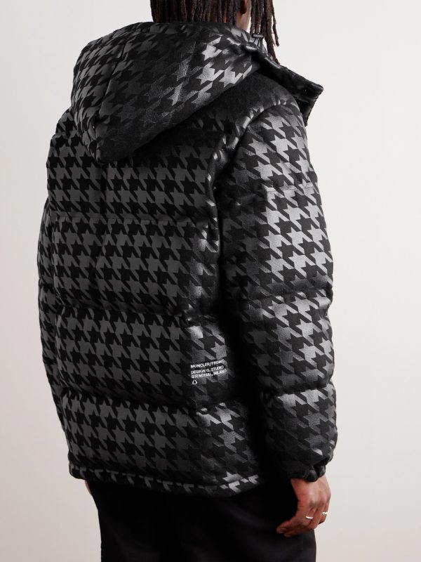 7 Moncler FRGMT Hiroshi Fujiwara Borage Quilted Houndstooth-Printed Felt Hooded Down Jacket - BK