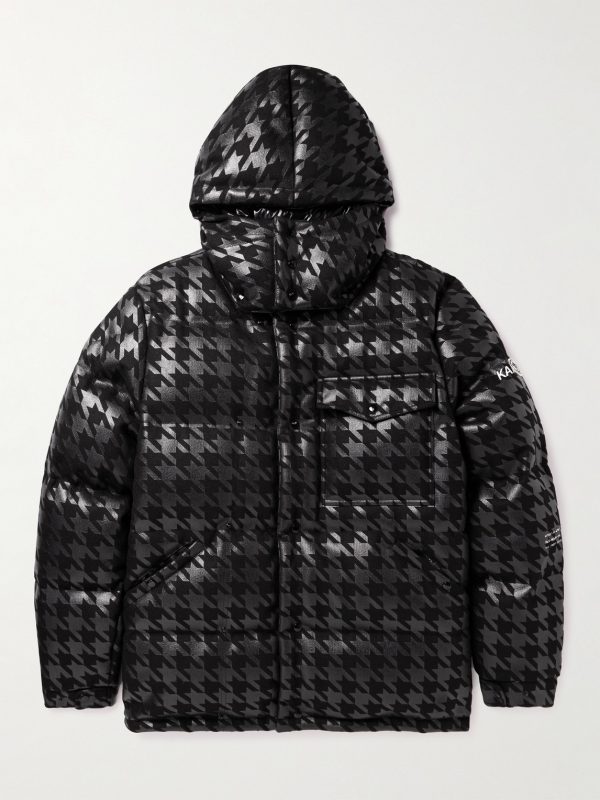 7 Moncler FRGMT Hiroshi Fujiwara Borage Quilted Houndstooth-Printed Felt Hooded Down Jacket