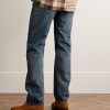 Straight-Leg Distressed Selvedge Jeans - BK Straight-Leg Distressed Selvedge Jeans - BK