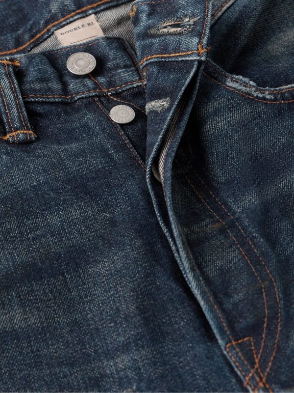 Straight-Leg Distressed Selvedge Jeans - E1 Straight-Leg Distressed Selvedge Jeans - E1