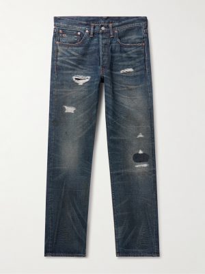 Straight-Leg Distressed Selvedge Jeans Straight-Leg Distressed Selvedge Jeans