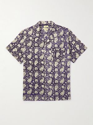 Camp-Collar Printed Cotton-Gauze Shirt Camp-Collar Printed Cotton-Gauze Shirt