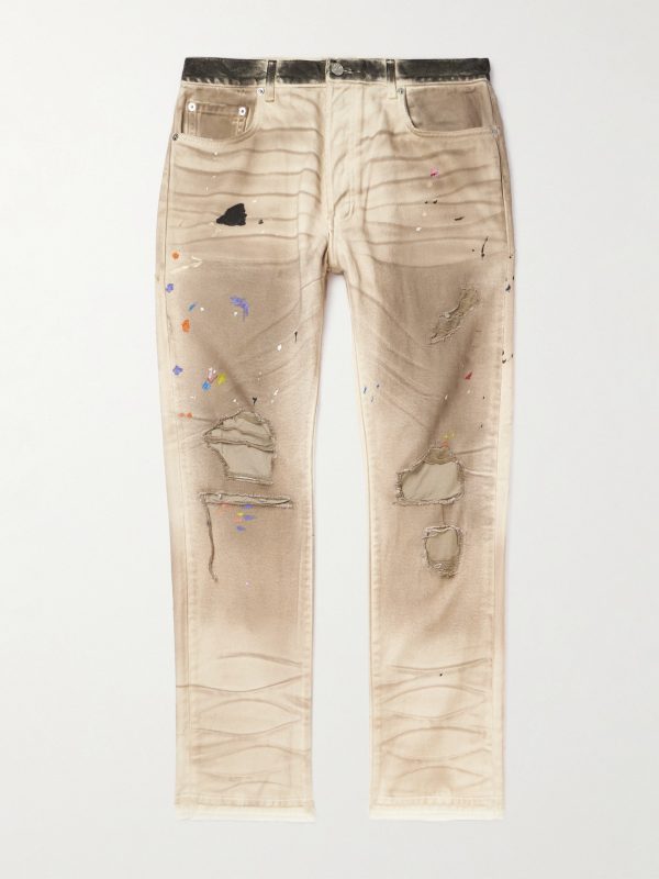 Hollywood BLV 5001 Straight-Leg Paint-Splattered Distressed Jeans