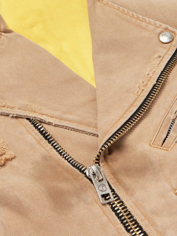 Rough Rider Distressed Cotton-Canvas Biker Jacket - CU Rough Rider Distressed Cotton-Canvas Biker Jacket - CU