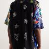 Parker Camp-Collar Logo-Embroidered Patchwork Floral-Print Woven Shirt - BK Parker Camp-Collar Logo-Embroidered Patchwork Floral-Print Woven Shirt - BK