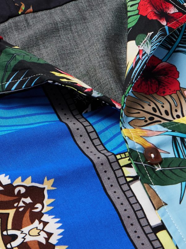 Parker Camp-Collar Logo-Embroidered Patchwork Floral-Print Woven Shirt - CU Parker Camp-Collar Logo-Embroidered Patchwork Floral-Print Woven Shirt - CU