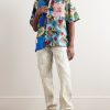 Parker Camp-Collar Logo-Embroidered Patchwork Floral-Print Woven Shirt - OU Parker Camp-Collar Logo-Embroidered Patchwork Floral-Print Woven Shirt - OU
