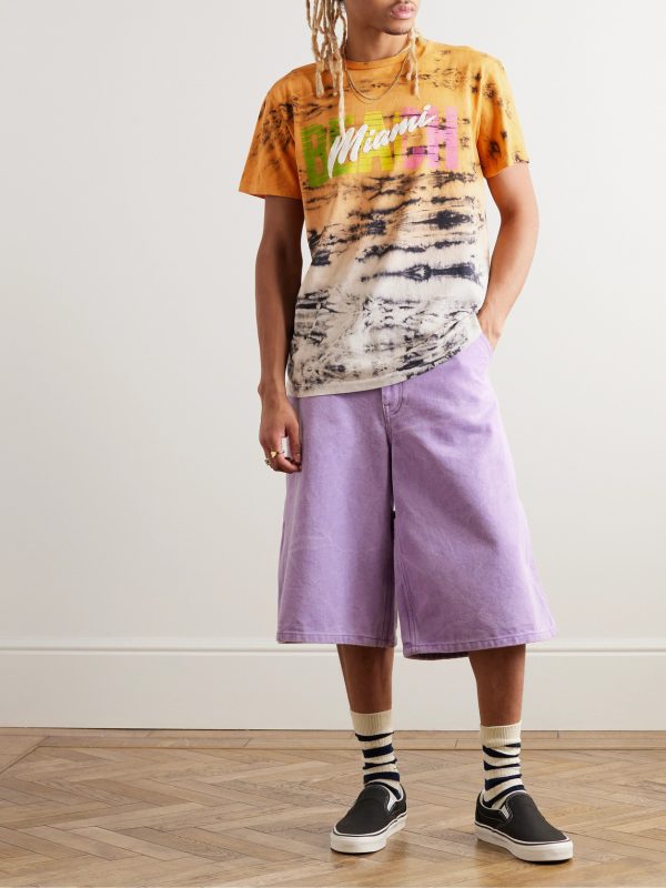 Logo-Print Tie-Dyed Cotton-Jersey T-Shirt - OU Logo-Print Tie-Dyed Cotton-Jersey T-Shirt - OU
