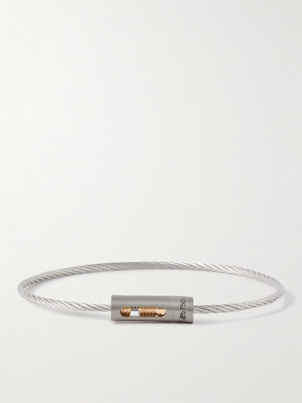 5g Brushed Recycled Sterling Silver, Titanium and 18-Karat Gold Bracelet 5g Brushed Recycled Sterling Silver, Titanium and 18-Karat Gold Bracelet
