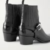 Buckled Lizard-Effect Leather Chelsea Boots - BK Buckled Lizard-Effect Leather Chelsea Boots - BK