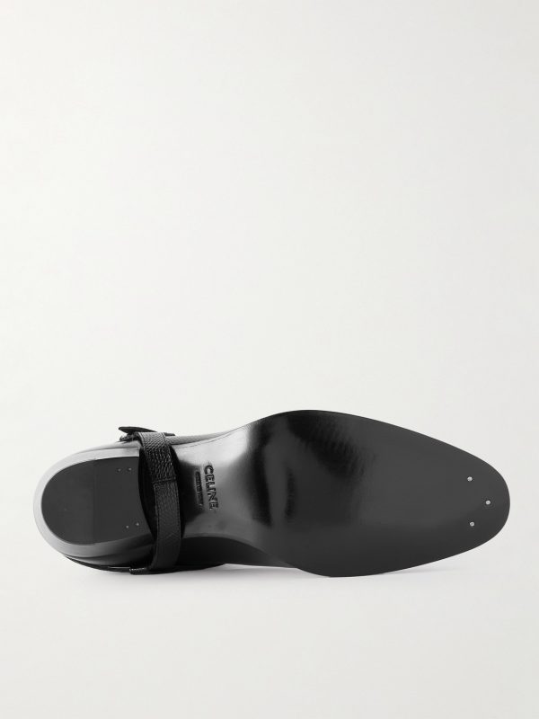 Buckled Lizard-Effect Leather Chelsea Boots - E1 Buckled Lizard-Effect Leather Chelsea Boots - E1