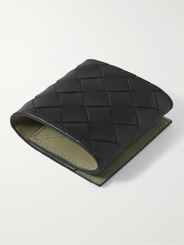 Intrecciato Leather Coin Wallet - BK Intrecciato Leather Coin Wallet - BK