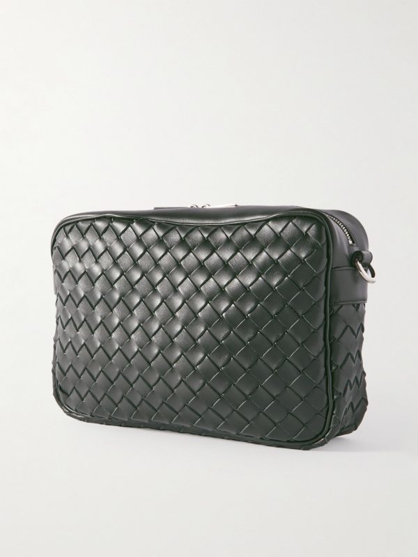 Intrecciato Leather Messenger Bag - BK Intrecciato Leather Messenger Bag - BK