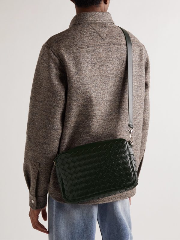 Intrecciato Leather Messenger Bag - OU Intrecciato Leather Messenger Bag - OU