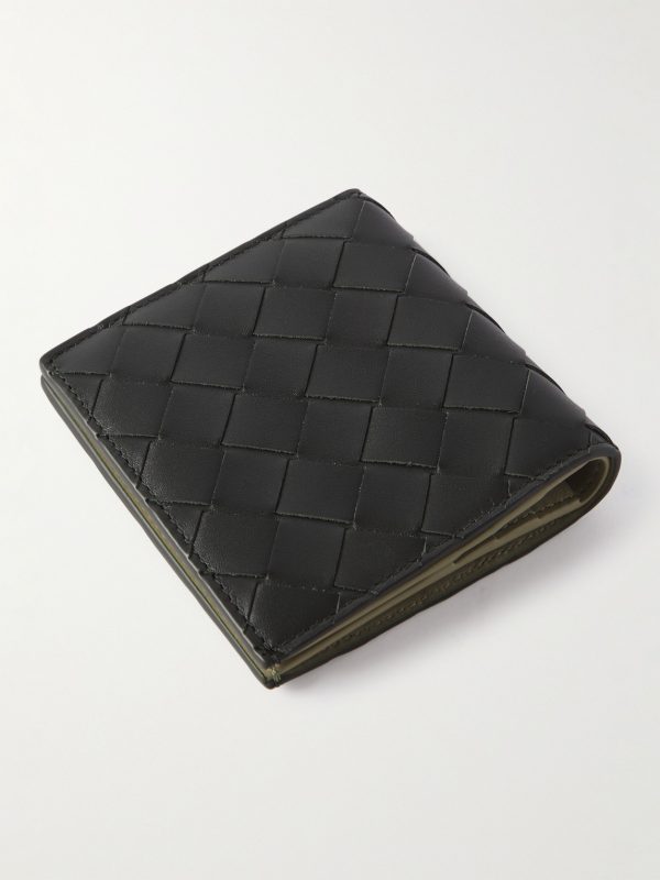 Intrecciato Leather Billfold Wallet - BK Intrecciato Leather Billfold Wallet - BK