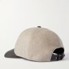 Logo-Embroidered Cashmere-Blend and Leather Baseball Cap - BK Logo-Embroidered Cashmere-Blend and Leather Baseball Cap - BK