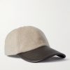 Logo-Embroidered Cashmere-Blend and Leather Baseball Cap Logo-Embroidered Cashmere-Blend and Leather Baseball Cap
