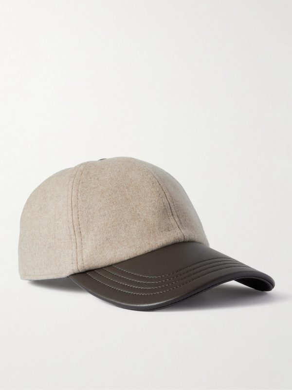 Logo-Embroidered Cashmere-Blend and Leather Baseball Cap Logo-Embroidered Cashmere-Blend and Leather Baseball Cap