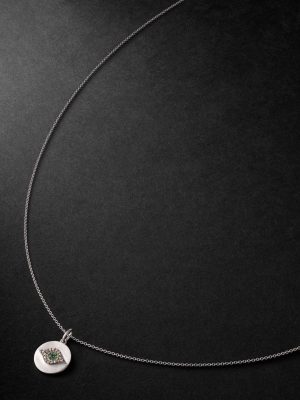 Golden Eye Mini White Gold Multi-Stone Pendant Necklace Golden Eye Mini White Gold Multi-Stone Pendant Necklace