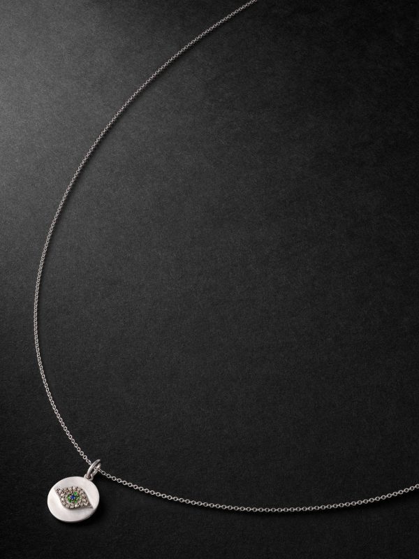 Golden Eye Mini White Gold Multi-Stone Pendant Necklace Golden Eye Mini White Gold Multi-Stone Pendant Necklace