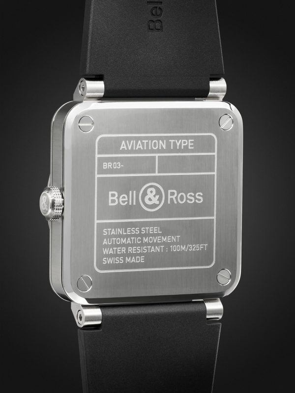 BR 03 Automatic 41mm Stainless Steel and Rubber Watch, Ref. No. BR03A-BL-ST/SRB - BK BR 03 Automatic 41mm Stainless Steel and Rubber Watch, Ref. No. BR03A-BL-ST/SRB - BK