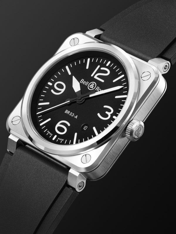 BR 03 Automatic 41mm Stainless Steel and Rubber Watch, Ref. No. BR03A-BL-ST/SRB - FR BR 03 Automatic 41mm Stainless Steel and Rubber Watch, Ref. No. BR03A-BL-ST/SRB - FR