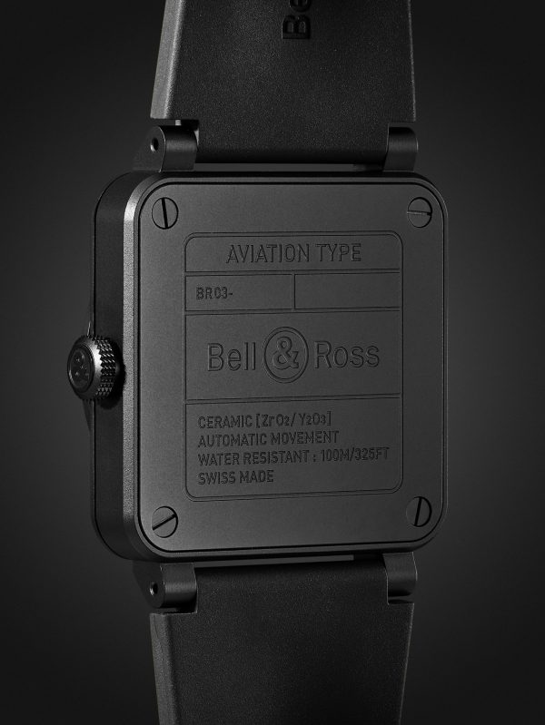 BR 03 Phantom Automatic 41mm Ceramic and Rubber Watch, Ref. No. BR03A-PH-CE/SRB - BK