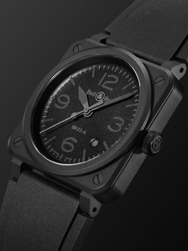 BR 03 Phantom Automatic 41mm Ceramic and Rubber Watch, Ref. No. BR03A-PH-CE/SRB - FR