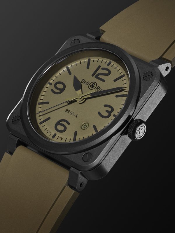 BR 03 Automatic 41mm Ceramic and Rubber Watch, Ref. No. BR03A-MIL-CE/SRB - FR BR 03 Automatic 41mm Ceramic and Rubber Watch, Ref. No. BR03A-MIL-CE/SRB - FR