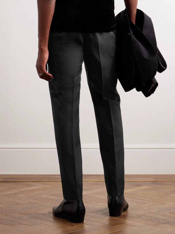 Slim-Fit Pleated Wool and Mohair-Blend Suit Trousers - BK Slim-Fit Pleated Wool and Mohair-Blend Suit Trousers - BK