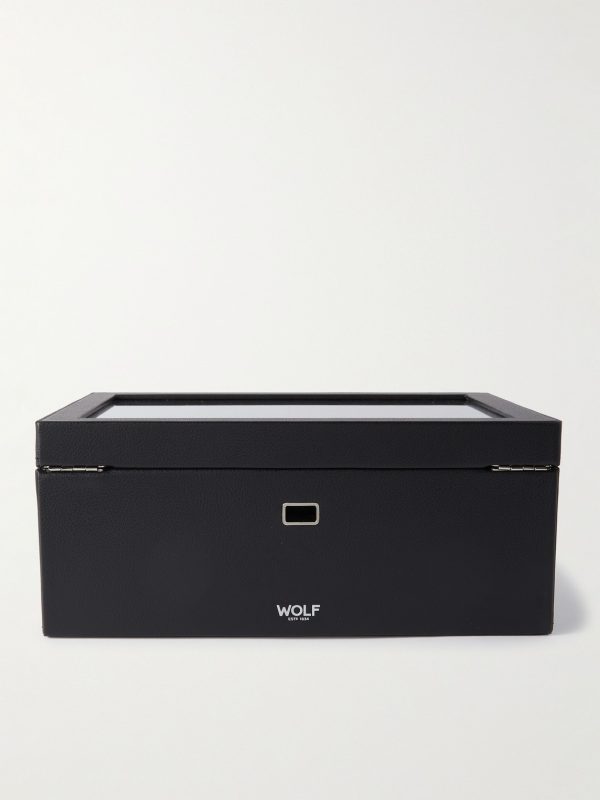 Roadster Full-Grain Vegan Leather Ten-Piece Watch Box - BK