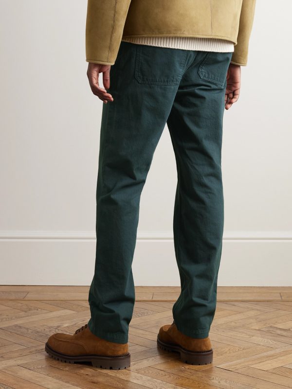 Straight-Leg Herringbone Cotton Trousers - BK