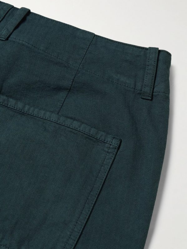 Straight-Leg Herringbone Cotton Trousers - CU