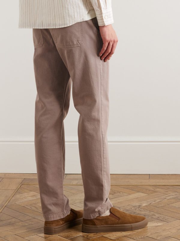 Straight-Leg Herringbone Cotton Trousers - BK Straight-Leg Herringbone Cotton Trousers - BK